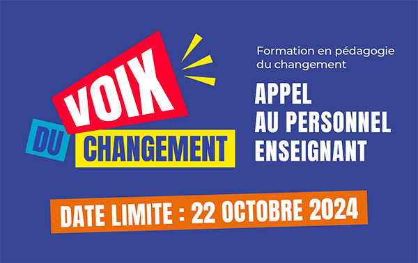 Appel à enseignant(e)s: formation en pédagogie du changement 